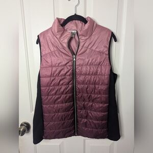 Christopher and Banks Women's Large Purple Ombre Puffer Vest Pockets Full Zipper